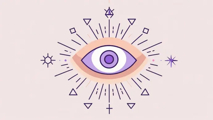 Œil violet et symboles — intuition stratégique, mindset d’entrepreneur, alignement business & énergie.
